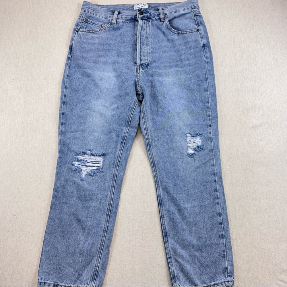 Twelve by On Twelfth Jeans 29 Button Fly High Rise 100% Cotton Womens Distressed